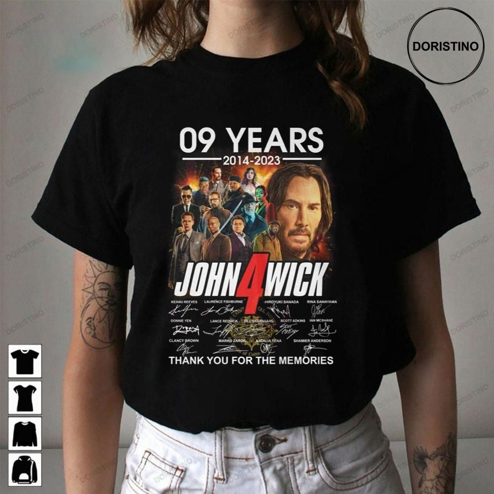 9 Years 2014 2023 John Wick 4 Thank You For The Memories Limited Edition T-shirts